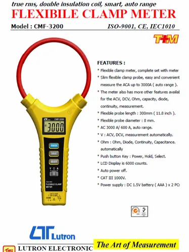 Lutron CMF-3200 Clamp Meter for HVAC and electrical testing