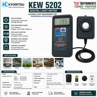 Kyoritsu KEW 5202 Lux Meter for illuminance measurement