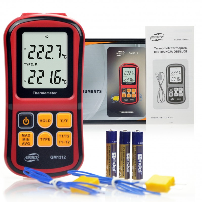 GM 1312 Thermocouple Thermometer for dual-channel temperature measurement