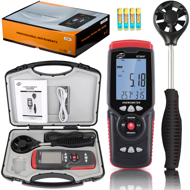 GT 8907 Digital Anemometer for HVAC and environmental wind monitoring