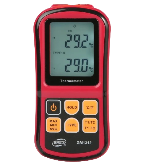 Benetech GM1312 Thermocouple Digital Temperature Meter - Dual Input K-Type Thermometer Supporting 7 Thermocouple Types (J, K, T, E, N, R, S) - Available in Karachi, Lahore, and Islamabad